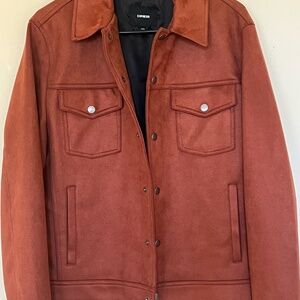 Express Rust Faux Suede Trucker Jacket Snap Front Lined NWOT
